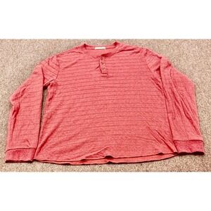 Marine Layer Henley Shirt Mens Small Red Striped Long Sleeve Cotton Blend Casual